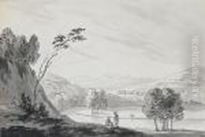 Landscape With A View Across A Lake To Distanthills by Richard Wilson