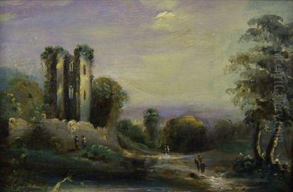 Igures Before A Ruined Abbey - view 1