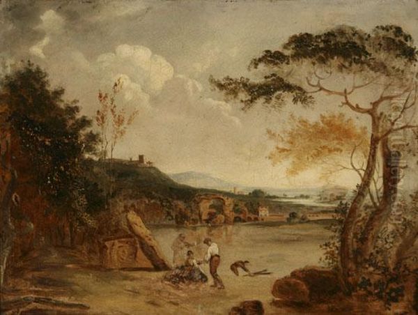 Figures In An Italianate Landscape - view 1