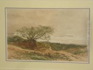 Heathland Landscape With Tree And Figures Onthe Horizon by Edmund Morison Wimperis