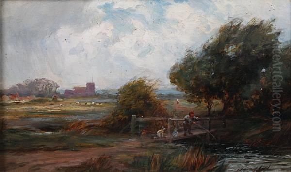 Boy Fishing From A Wooden Bridge - view 1