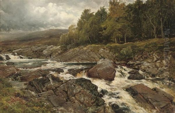 A Torrent From The Hills, With Fishermen Beyond by Edmund Morison Wimperis