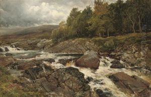 A Torrent From The Hills, With Fishermen Beyond A Torrent From The Hills, With Fishermen Beyond