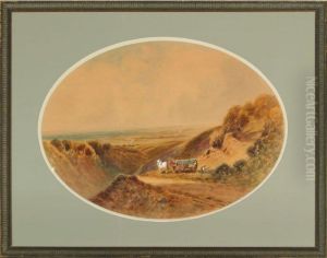 Figures With Horse Drawn Cart Working In The Hillside by Edmund Morison Wimperis