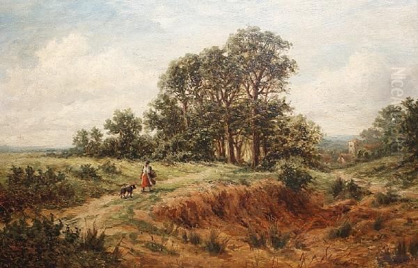 A Girl And Her Dog On A Country Path - view 1
