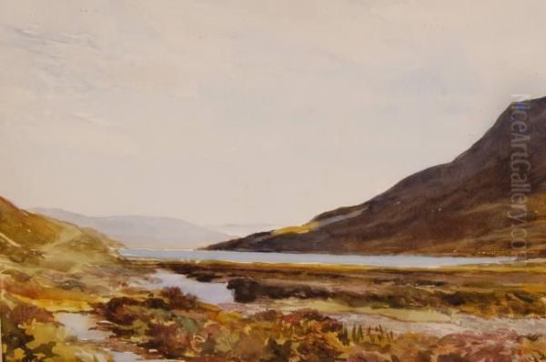 Watercolour, "the Headof The 
Loch, Sligachan", Signed With Walker Gallery Label Verso,9"x13.5" - view 1