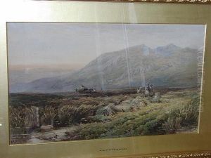 Rush Gatherers Before A Mountain Landscape by Edmund Morison Wimperis