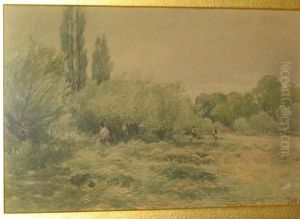 Country Meadow With Labourers