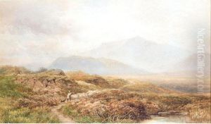 Shepherd And His Flock In A Highland Landscape by Edmund Morison Wimperis