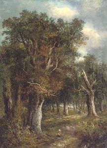 Figures in a woodland