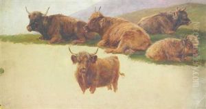 Highland Cattle Resting by James Lawton Wingate
