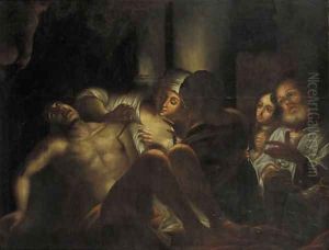 Irene tending the wounds of Saint Sebastian by Nicolas Tournier