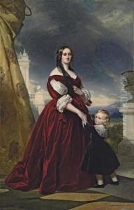 Portrait Of The Countesse Duchapel, Full-length, With Her Son by Franz Xavier Winterhalter