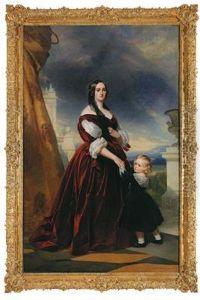 Ritratto Di Rappresentanza A
Figura Intera Della Duchessa Rosalie Paulee Duchatel Con Suo Figlio by Franz Xavier Winterhalter