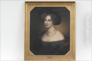 Nainen Ja Helminauha - Dam Med Parlhalsband. by Franz Xavier Winterhalter