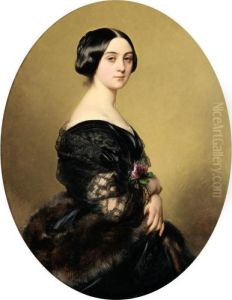 Portrait De La Baronne Henri Hottinguer, Nee Carolinedelessert by Franz Xavier Winterhalter