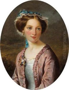 Cerchia Ritratto Di Una Giovane Donna Con Paesaggio Sullo Sfondo by Franz Xavier Winterhalter