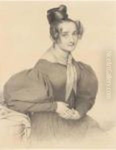 Portrait Of A Seated Lady, Her Hands Folded On Her Lap by Franz Xavier Winterhalter