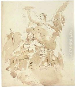 Saint Mark attended by an angel and a lion by Giovanni Domenico Tiepolo