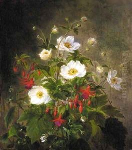 Floral still life with fuchsia by Emma Augusta Thomsen