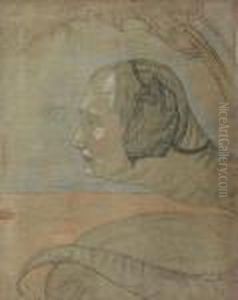 Portret Meski Wychylony Z Lisci by Stanislaw Ignacy Witkiewicz (Witkacy)