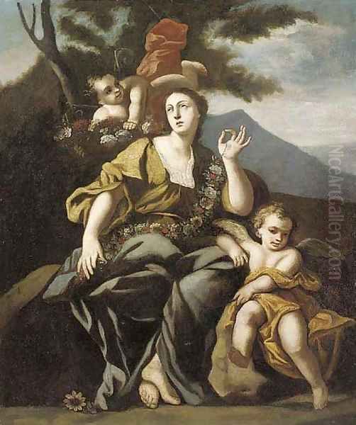 Flora with putti in a landscape - view 1