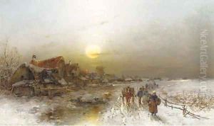 Dorf im Winter bei Morgendammerung by Desire Thomassin-Renardt