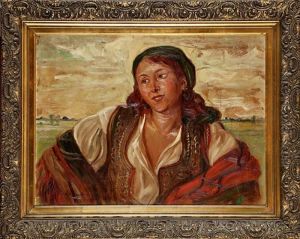 Portret Dziewczyny W Stroju Ludowym by Wincenty Wodzinowski
