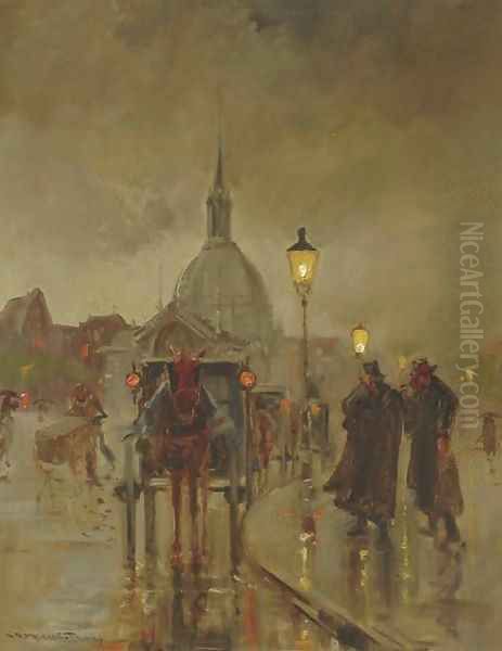 Aapjeskoetsen at the Hotel Americain, Leidseplein, the Koepelkerk in the background, Amsterdam - view 1