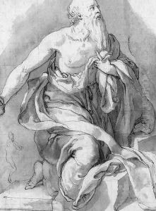 Saint Jerome kneeling with a subsidary study of the same by Niccolo Martenelli, Il Trometta