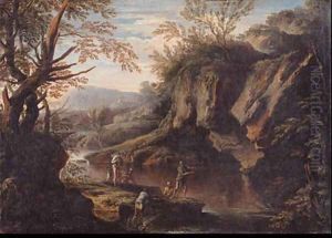 A Gorge with Peasants fishing and Bandits