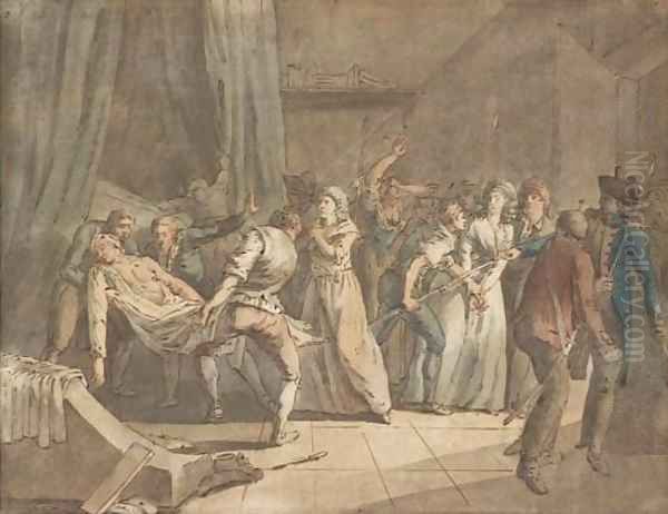 The arrest of Charlotte Corday, with Jean-Paul Marat's body carried away - view 1
