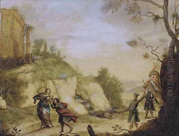 Rebecca giving water to Eliezer - view 1