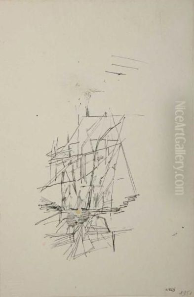 Tache D'encre Sur Les
Voilurescirca 1951 Dessin A La Plume Sur Papier Porte Une Signature En
Basa Droite 23,5 X 15,3 Cm Provenance: Ancienne Collection Otto
Wolsfrance Ancienne Collection Grety Wols - view 1