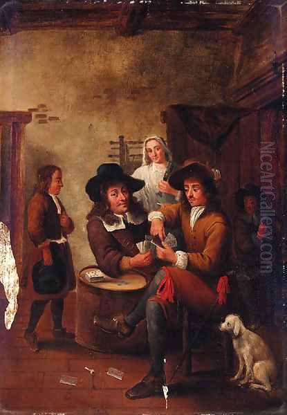 Guardsmen playing cards in an inn - view 1