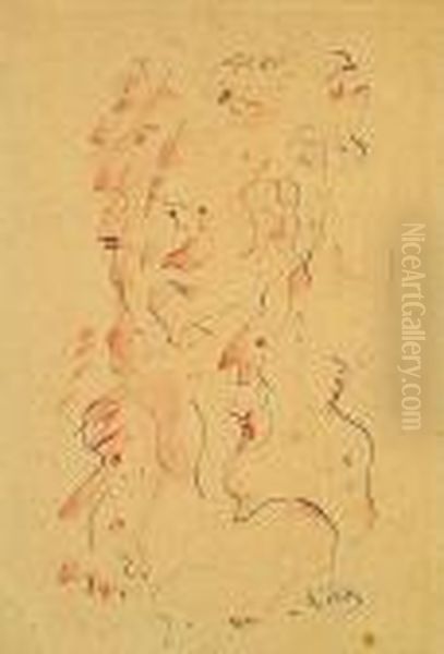 Composition Surrealiste Ou Profiles Et Visages, Circa1940 - view 1