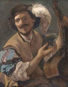 A laughing bravo with a bass viol and a roemer