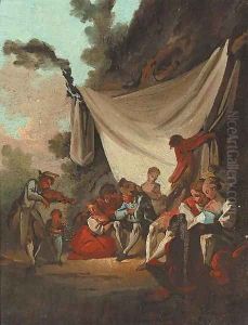 Elegant Company Listening To Music In A Park by Jean Francois de Troy