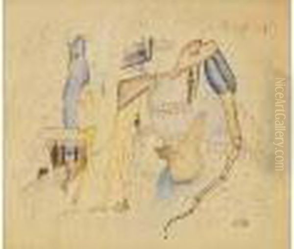 Aquarelleet Encre Sur Papier, Signee En Bas A Droite - view 1