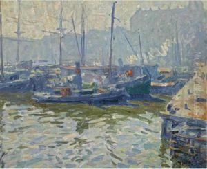 The Old Oosterdok, Amsterdam (recto); Boats In A Harbour (verso) by Hendrik Jan Wolter