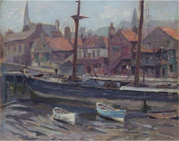 Moored Boats Near A Village - view 1