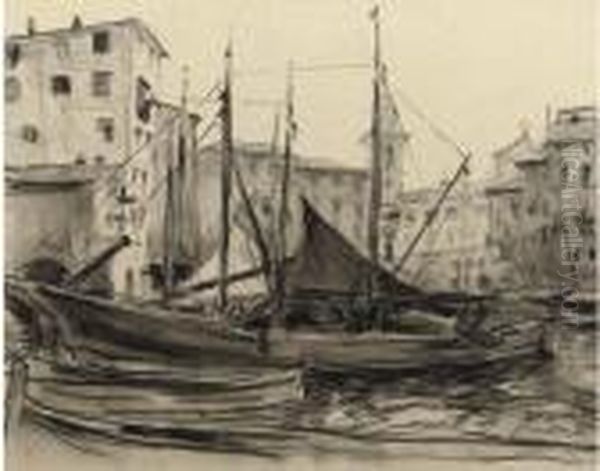 Haven Camogli - Boats In The Harbour Of Camogli - view 1
