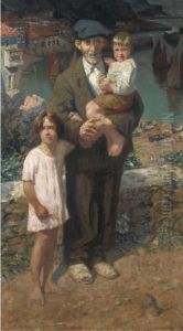 Motrico: A Man And Two Children by Hendrik Jan Wolter