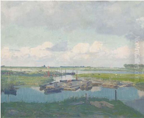 Fishermen At The River Linge - view 1