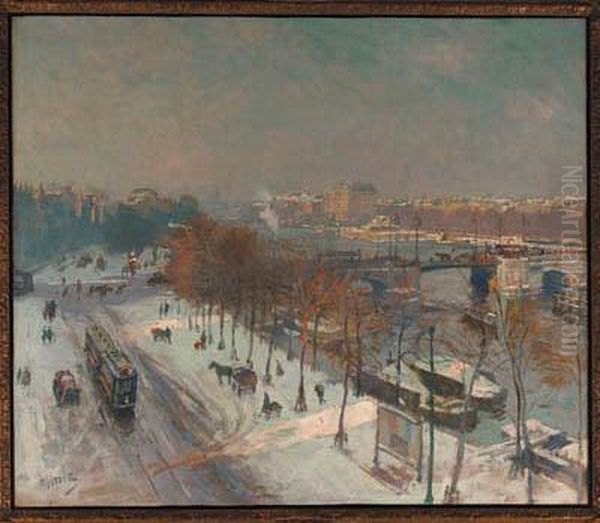 The Amstel In Winter, With The
Amstel Hotel And Theceintuurbaanbrug In The Distance; A View From The
Artist'sstudio - view 1