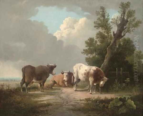 Cattle and a sheep in an extensive landscape - view 1