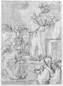 A Saint Presenting The Rules Of An Order To Monks And Nuns by Francesco Trevisani