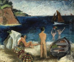 Bathers By The Sea, Treboul by Christopher Wood