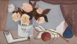 Still Life With Flowers, Fruit And A Claypipe by Christopher Wood