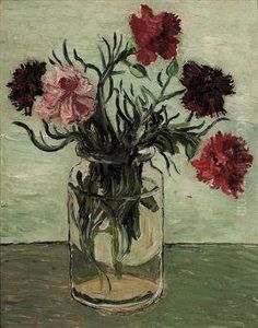 Carnations In A Glass Jar by Christopher Wood